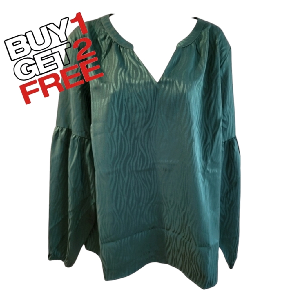 Denim & Co Balloon-Sleeve Blouse Women's Large‎